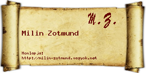 Milin Zotmund névjegykártya
